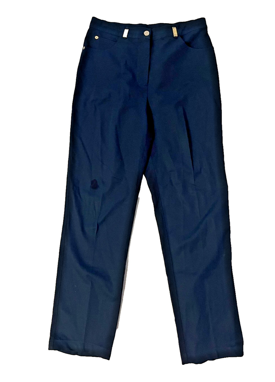 VTG Y2K St. John Sport Basics Lux High Rise Straight Leg Navy Blue Retro Pants 6